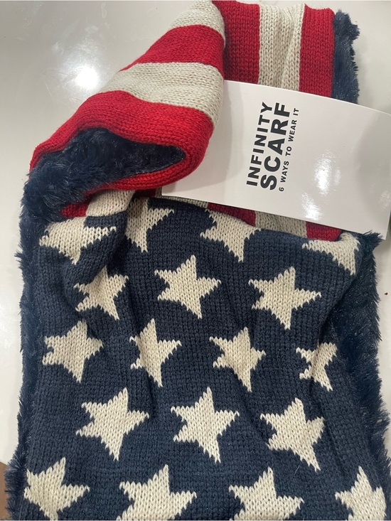 None Accessories - Infinity July 4th Scarf - Red, White & Blue Star Stripe Knit